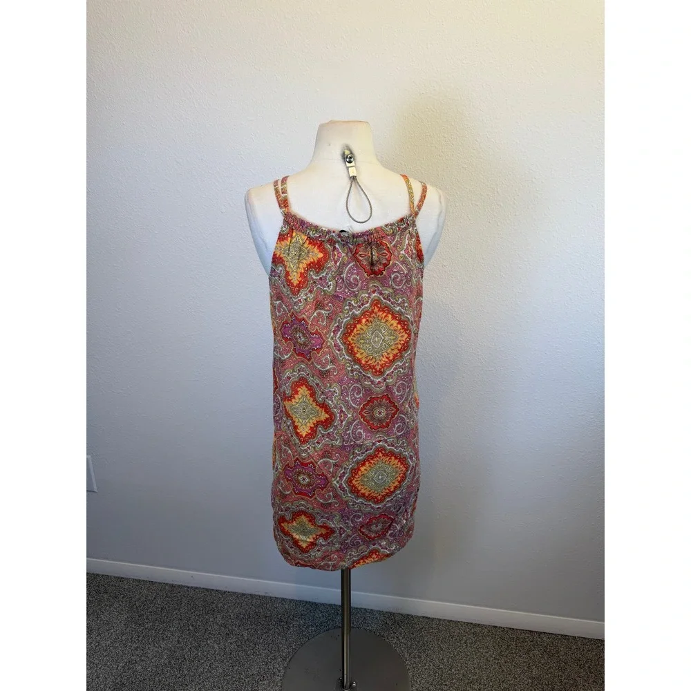 Vtg Y2K J Crew Paisley Strapless Shift Dress Womens XS Aztec Geometric Retro